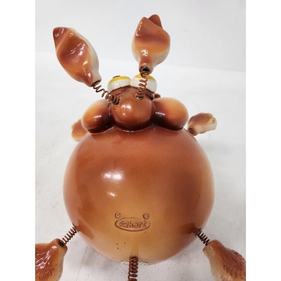 Exhart Ceramic Wobble Bobble Dog Figurine Whimsical Kitchy Spring Ears Legs Tail - Picture 8 of 13